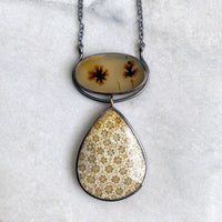 Starburst Dendritic Agate and Fossilized Coral Necklace